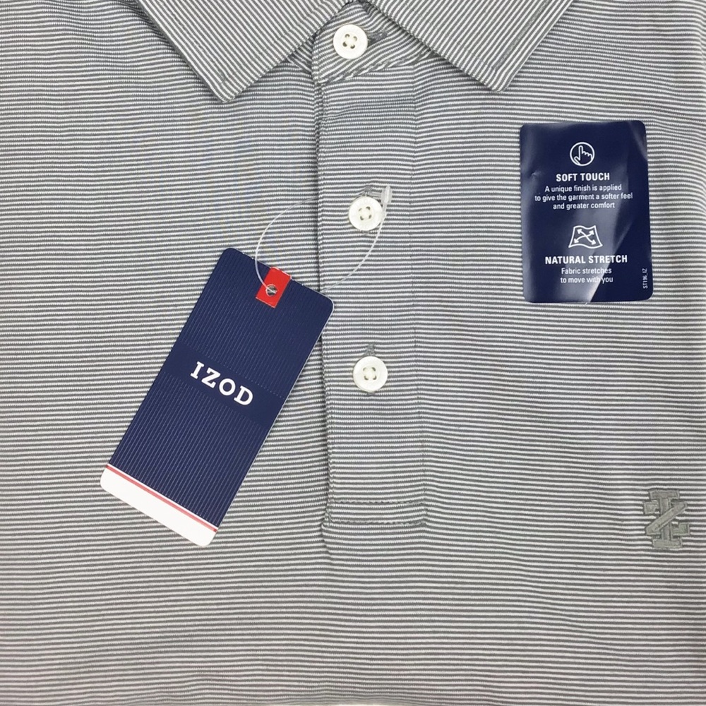 IZOD Men’s Micro Stripe Polo Shirt Medium - Picture 11 of 11
